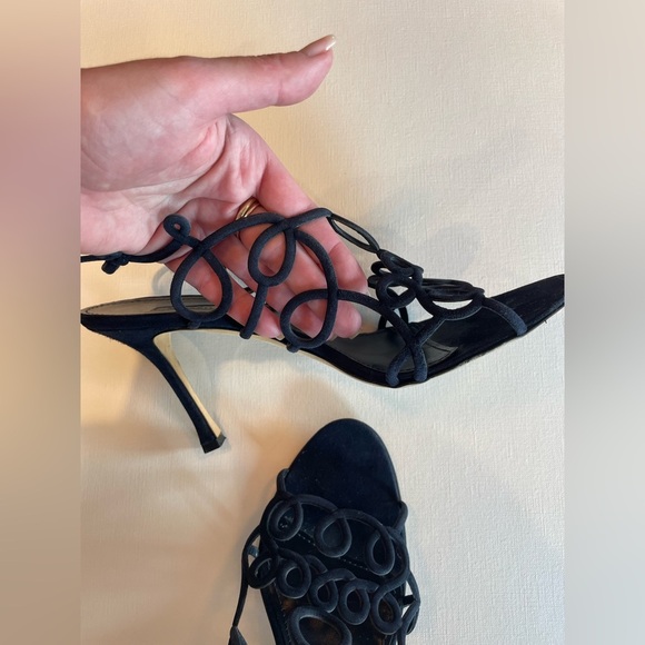 Women’s Manolo Blahnik navy blue suede Gori Prugna  heels size 40 - Picture 2 of 7